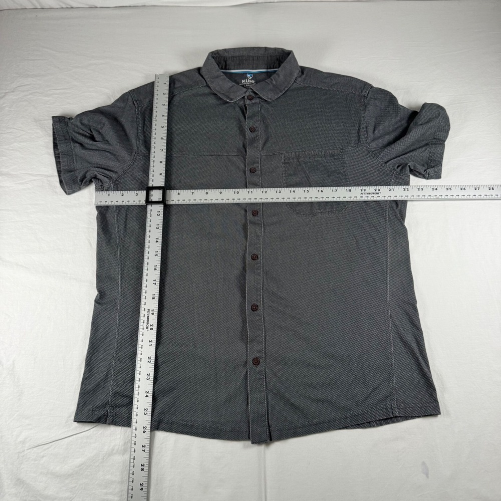 Kuhl Men's Large Gray Organic Cotton Short Sleeve Textured Button Up Shirt 7357 - Picture 4 of 10